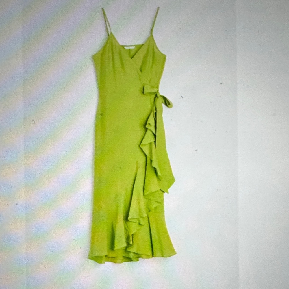 H&M Lime Asymmetrical Ruffle Dress